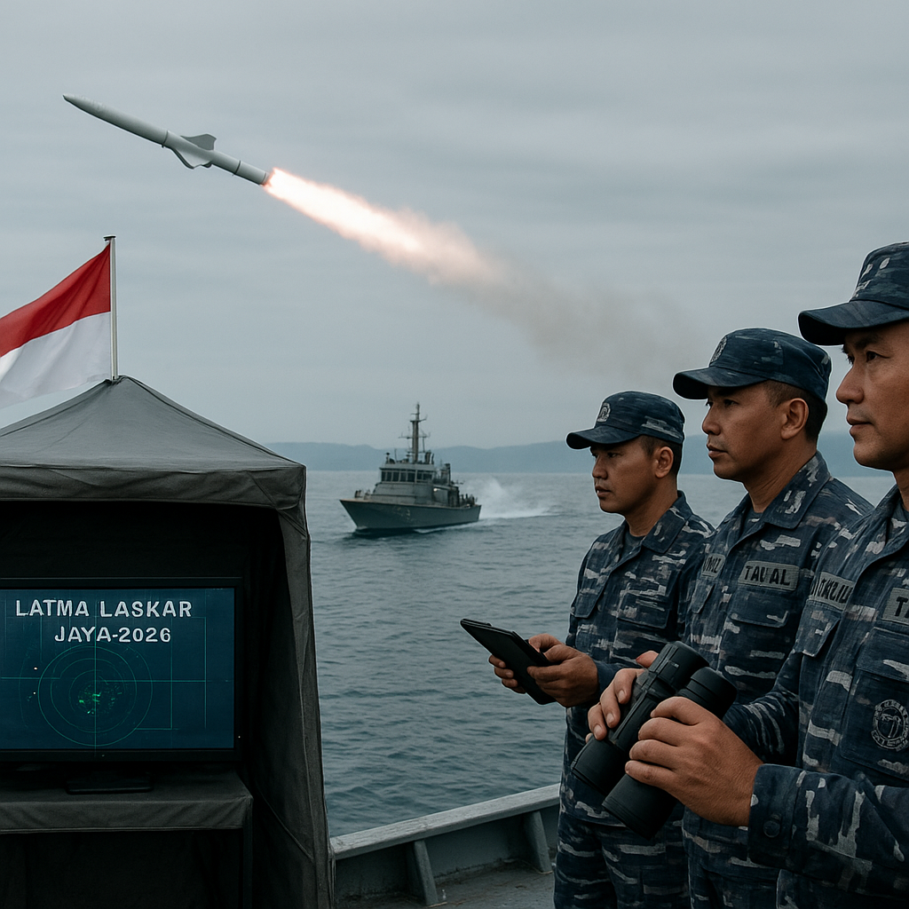 Simulasi Pertahanan Pantai TNI AL dengan Rudal Exocet di Latma Laskar Jaya