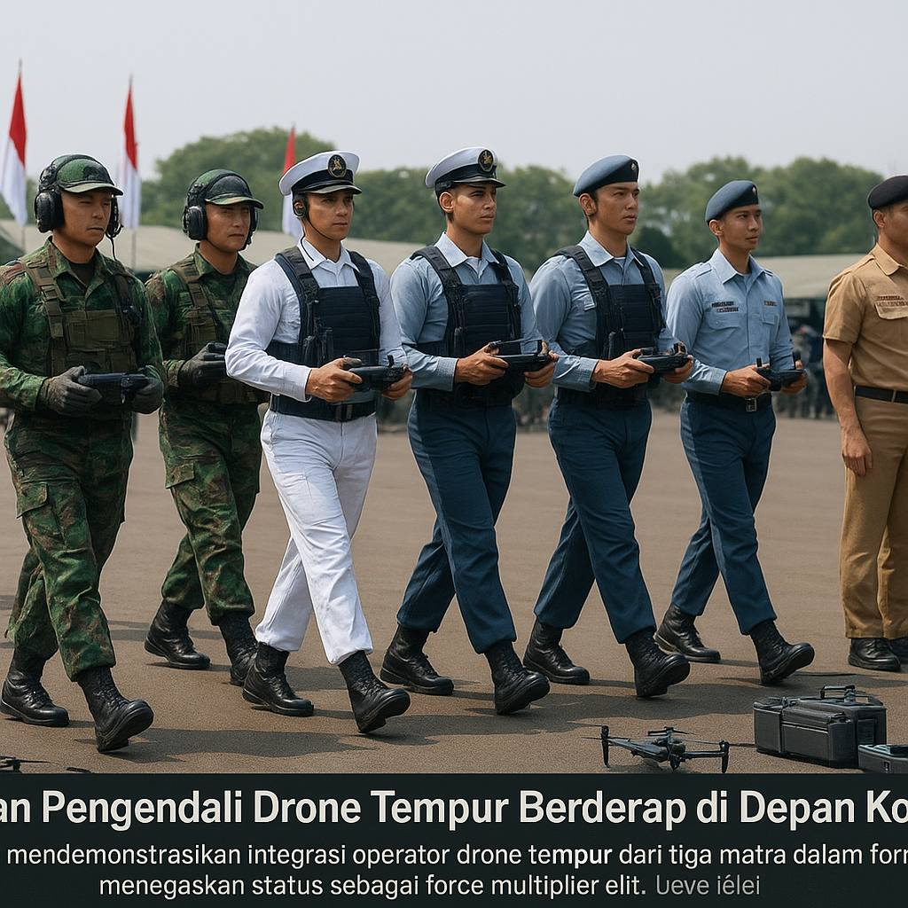 Pasukan Pengendali Drone Tempur Berderap di Depan Komcad ASN
