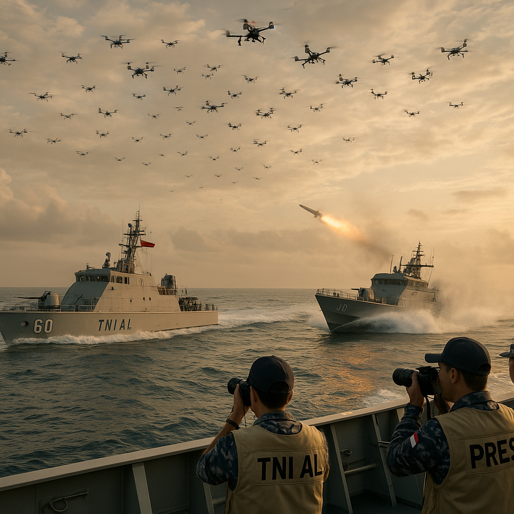TNI AL Uji Coba Doktrin 'Littoral Combat' dengan Kapal Cepat Rudal dan Drone Swarming