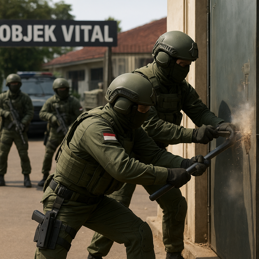 Simulasi Pengamanan Objek Vital Nasional oleh Den Bravo Paskhas