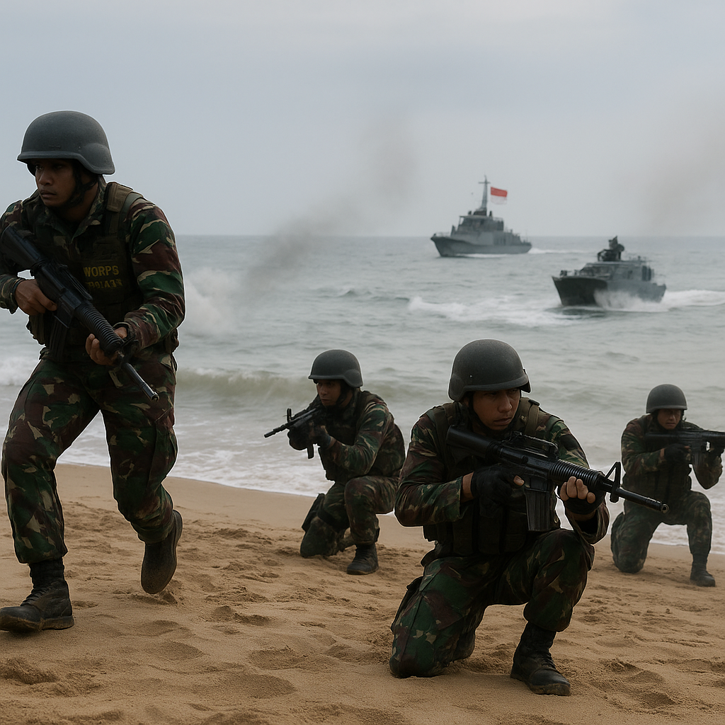 Simulasi Amphibious Raid oleh Marinir TNI AL: Dari Pembentukan Beachhead Hingga Penarikan