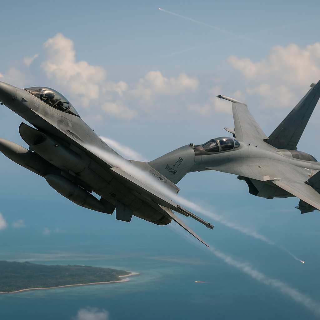 Skuadron Udara 14 TNI AU Latihan Air Combat Maneuvering dengan Pesawat F-16 dan Su-35