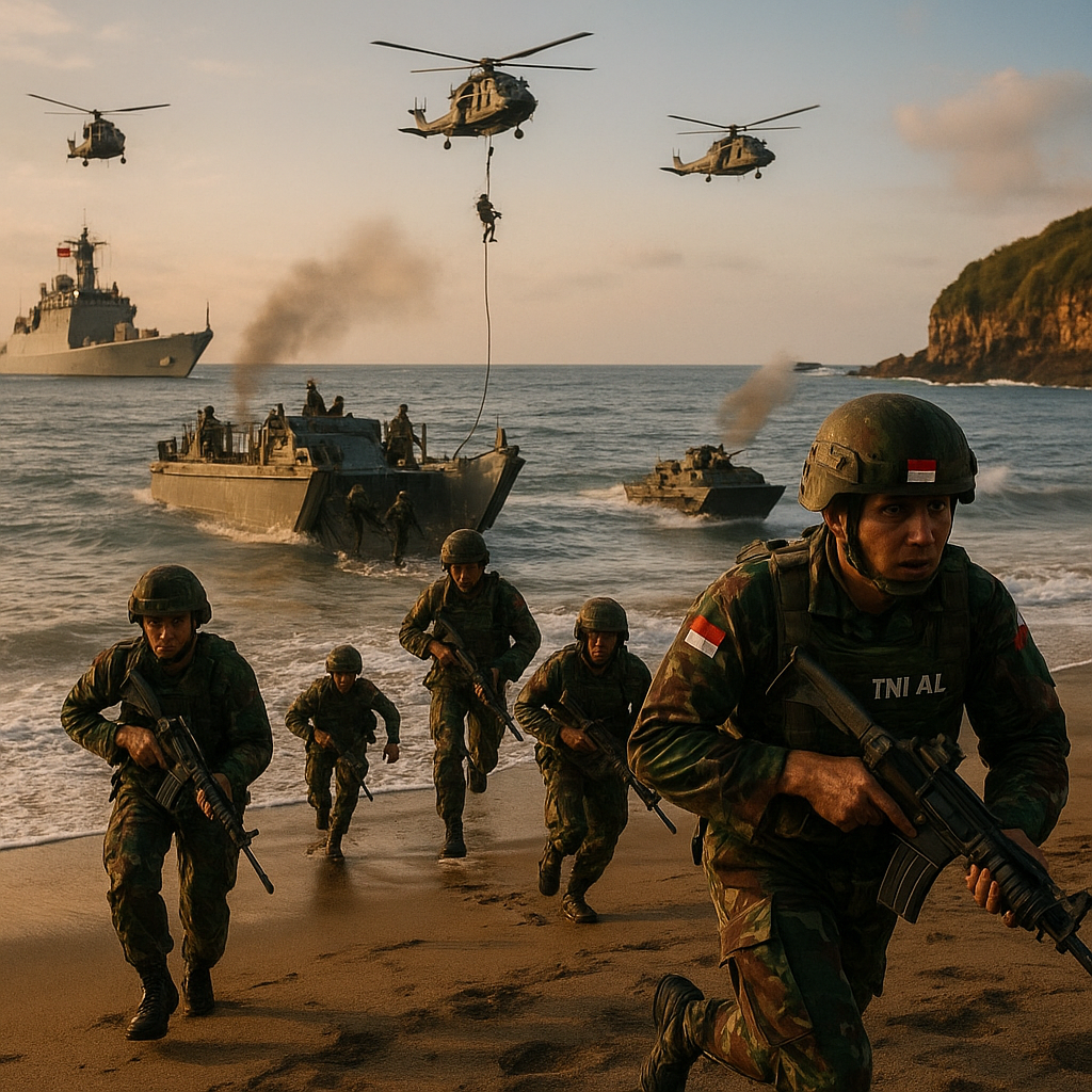 Penerapan Doktrin 'Tri Matra' Terpadu dalam Latihan Amphibious Assault TNI AL di Pantai Pameungpeuk
