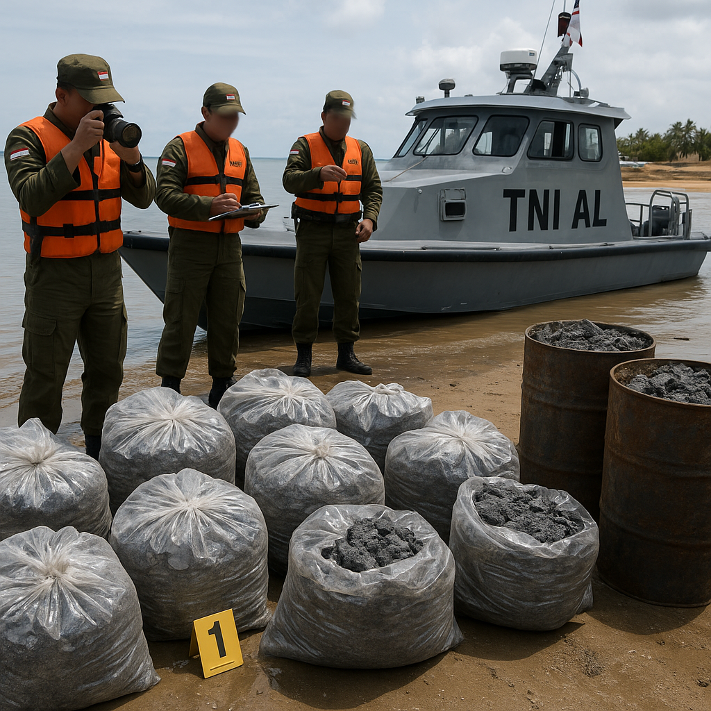 TNI AL Amankan Ratusan Kilogram Timah Ilegal di Bangka