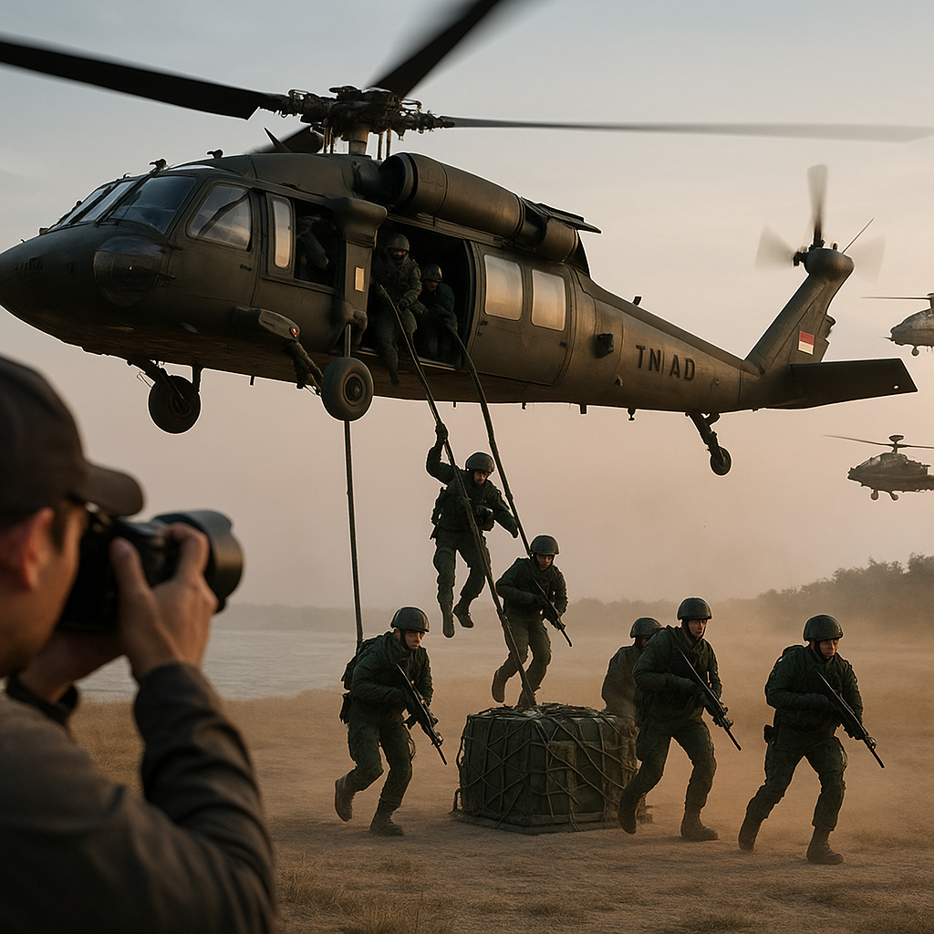 Pusat Penerbangan TNI AD Latih Operasi Air Assault dengan Helikopter Apache dan Black Hawk