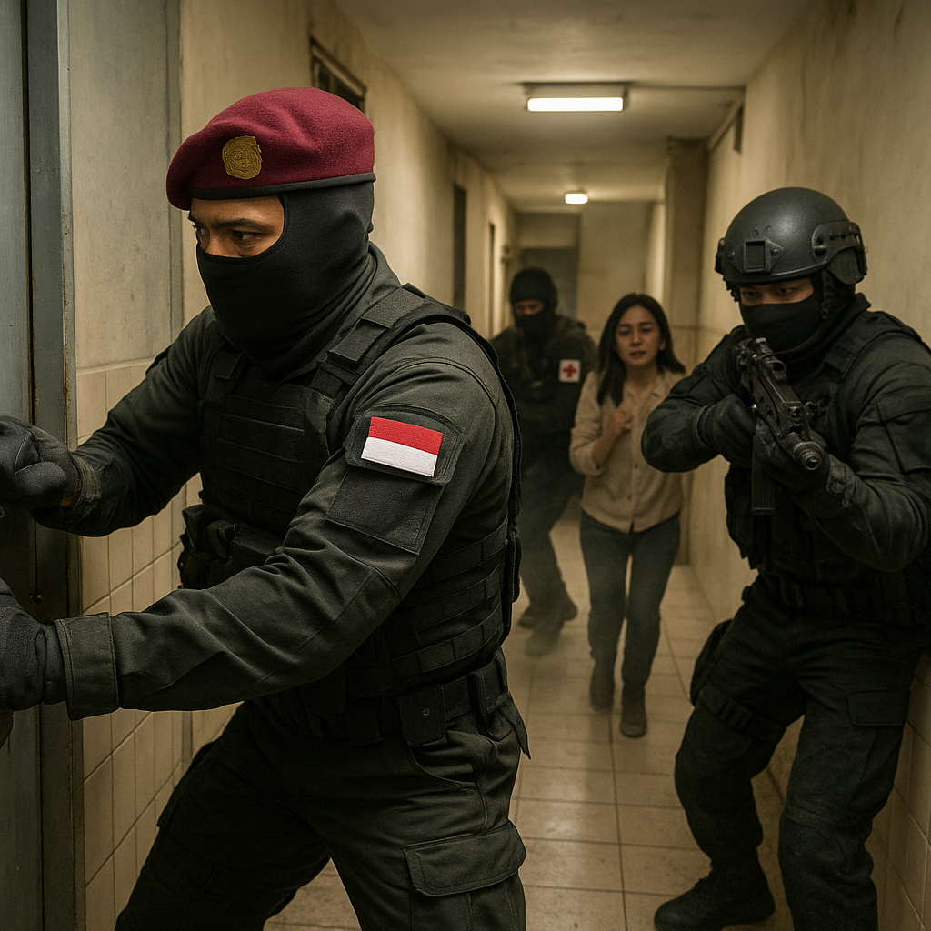 Kopassus Bedah Taktik 'Urban Hostage Rescue' dalam Pelatihan Anti-Teror Skala Besar di Cijantung