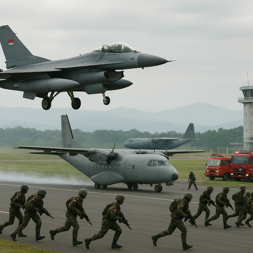TNI AU Gelar Simulasi Penurunan Paksa Pesawat Asing Ilegal di Latihan Cakra A