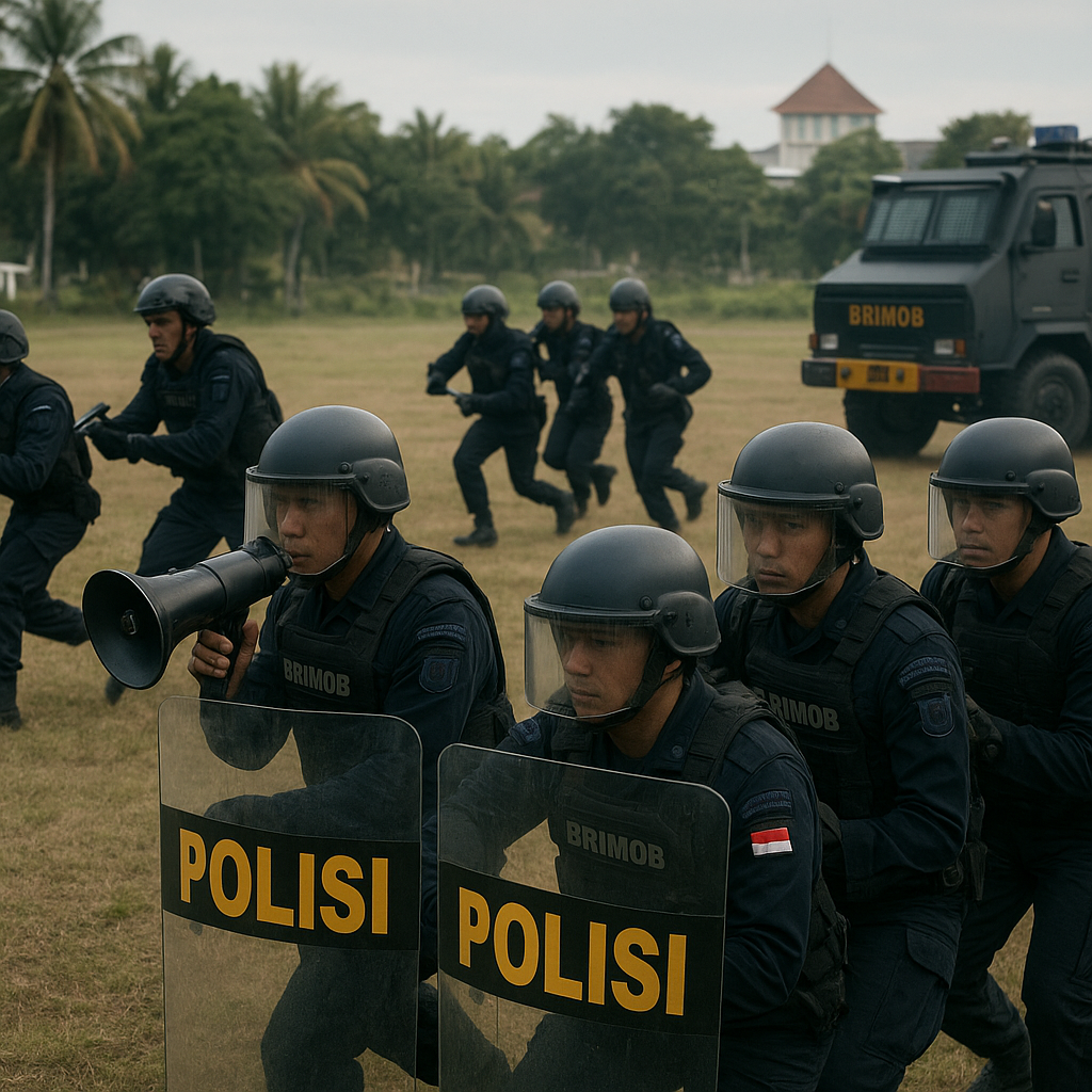 Implementasi TFG di Lapangan, Satbrimob Polda Kalteng Gelar Simulasi Pengamanan Unjuk Rasa