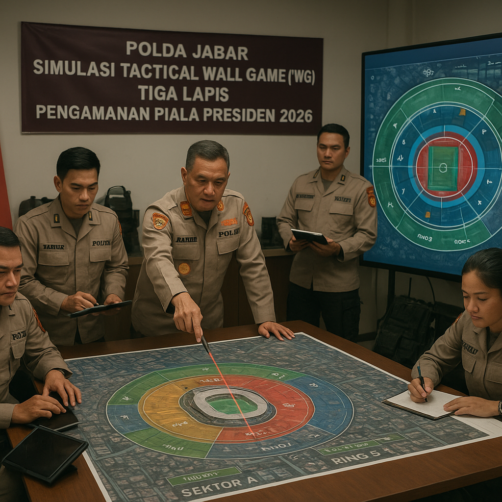 Polda Jabar Gelar Simulasi Tactical Wall Game (TWG) Tiga Lapis untuk Pengamanan Piala Presiden 2026