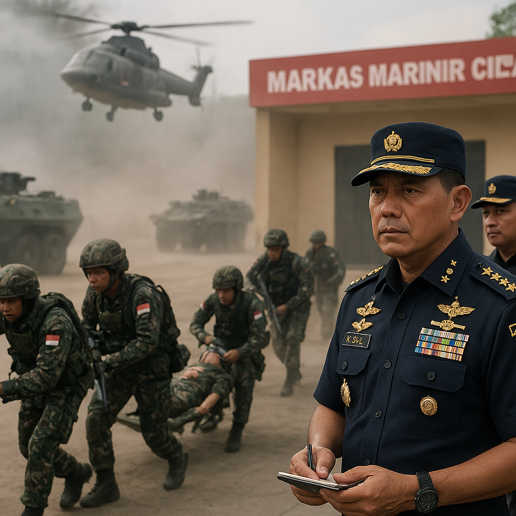 KSAL Sidak Markas Marinir Cilandak, Saksikan Simulasi Tempur dan Pembebasan Sandera