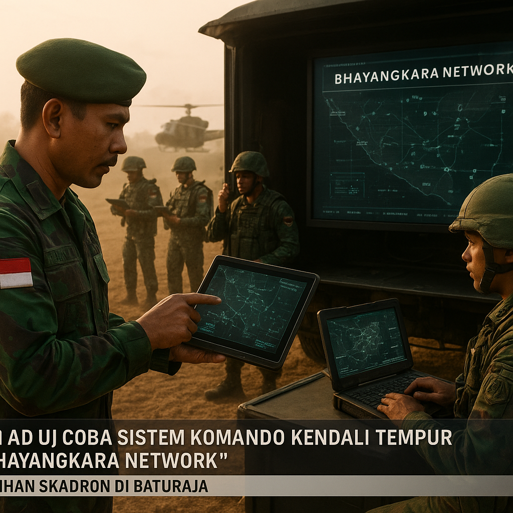 TNI AD Uji Coba Sistem Komando Kendali Tempur 'Bhayangkara Network' dalam Latihan Skadron di Baturaja