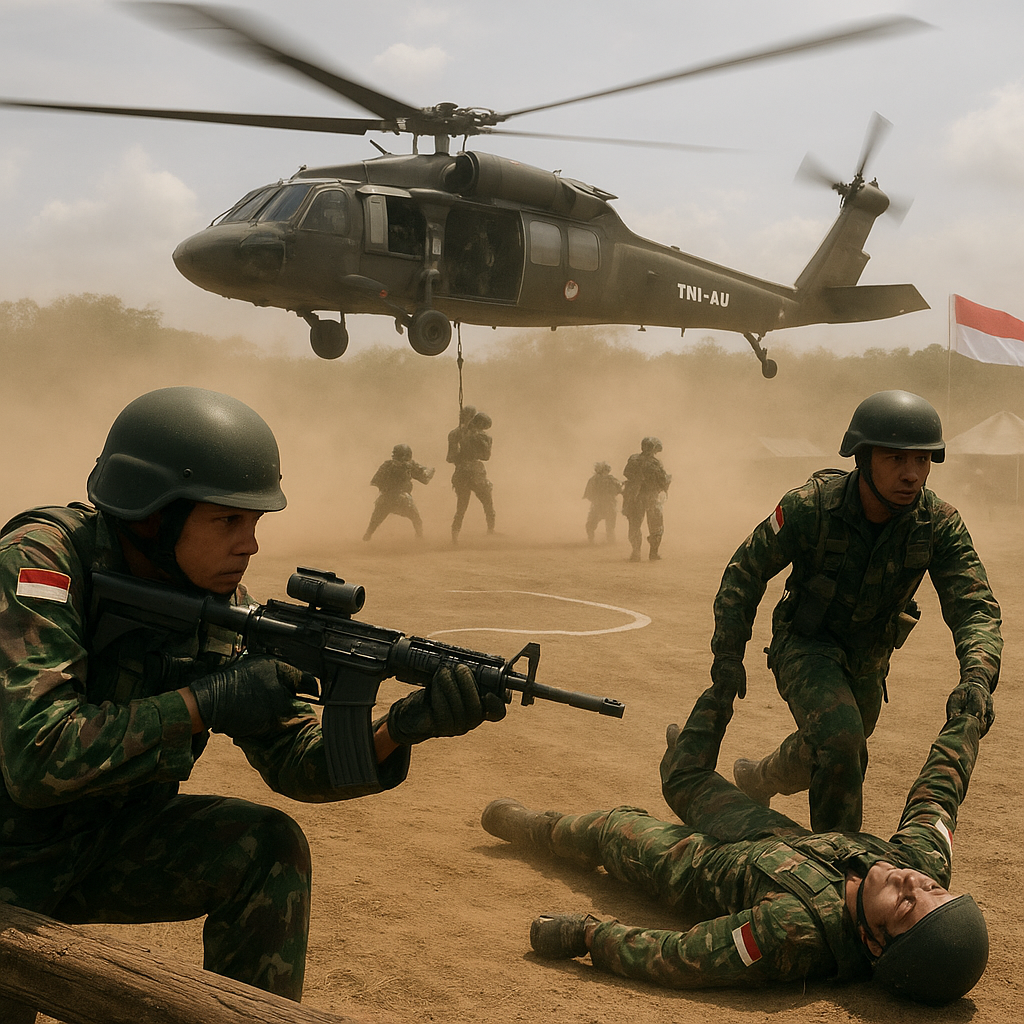 Simulasi Air Assault oleh Paskhas TNI AU: Prosedur Insertion via Helikopter dan Immediate Action Drill