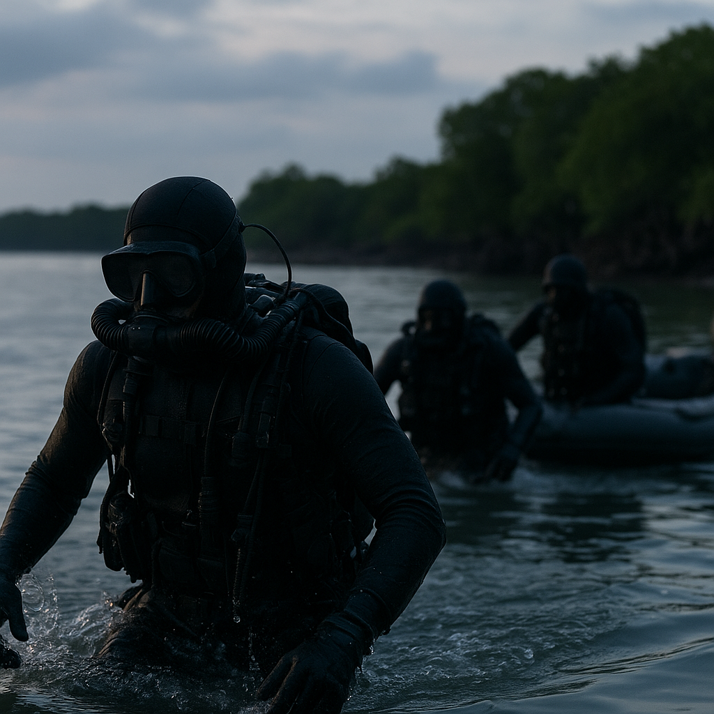 Kopaska Latihan Infiltrasi Pantai dengan Teknik Silent Insertion di Perairan Riau