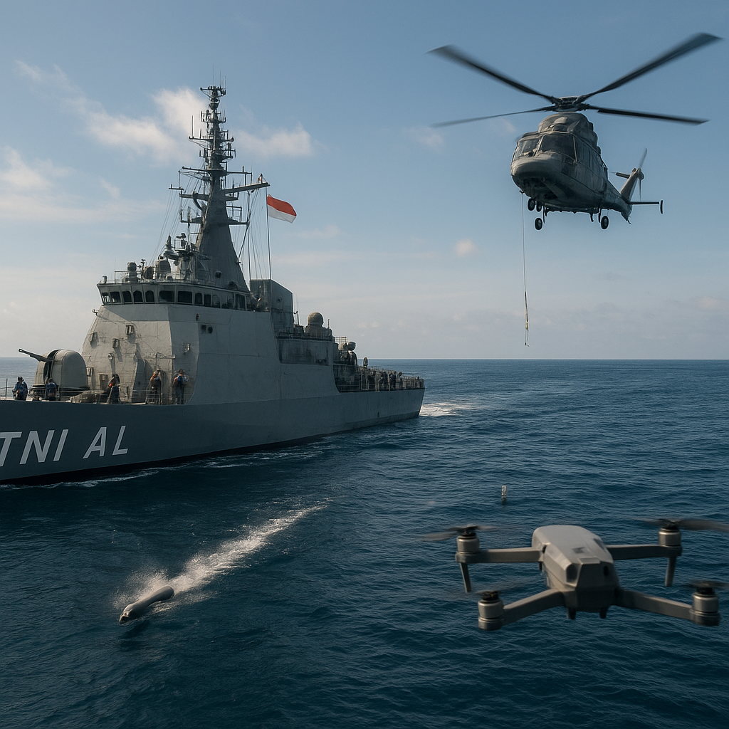 TNI AL Gelar Latihan Operasi Anti-Submarine Warfare di Laut Jawa dengan Drone