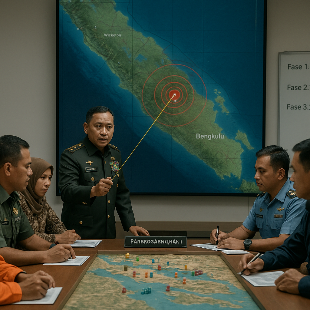 Pangkogabwilhan I Pimpin Simulasi Penanganan Hadapi Gempa Megathrust di Bengkulu