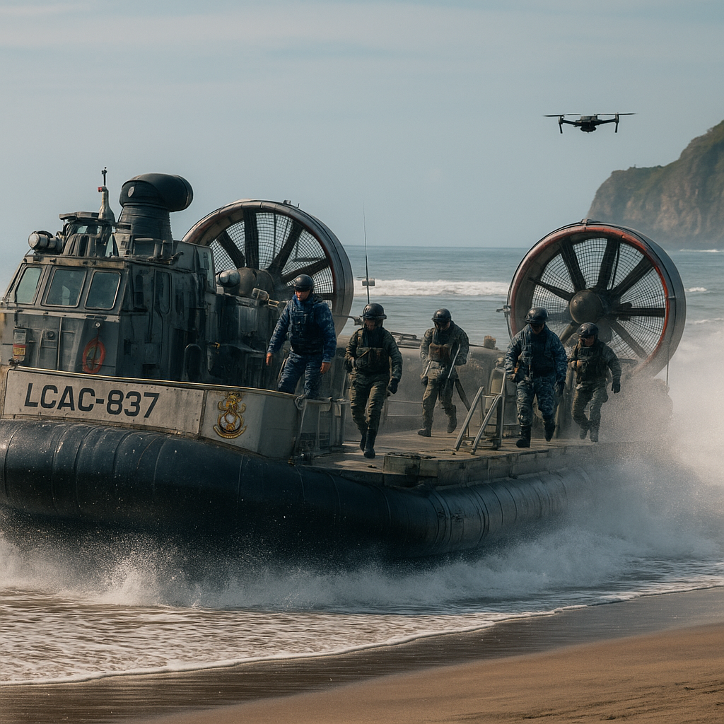 TNI AL Uji Taktik Gerakan Pendaratan Amfibi dengan LCAC di Pantai Parangtritis