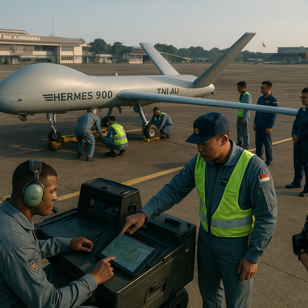 Latihan Simulasi Pengintaian Udara dengan UAV Hermes 900 oleh TNI AU