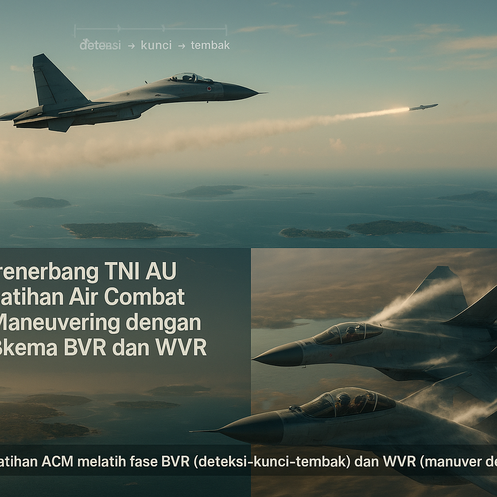 Penerbang TNI AU Latihan Air Combat Maneuvering dengan Skema BVR dan WVR