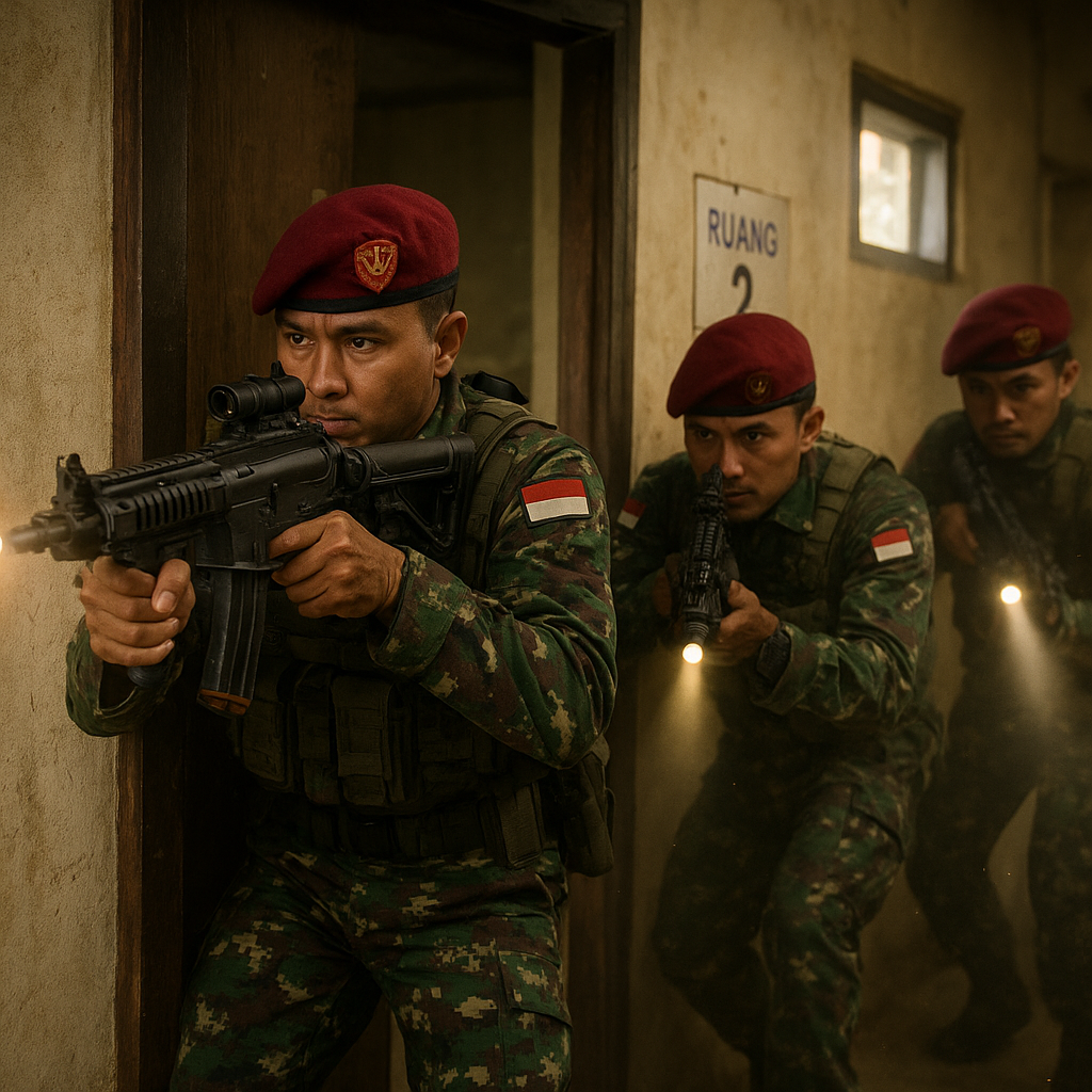 Kopassus Gelar Latihan Close Quarters Battle (CQB) di Fasilitas Shoot House