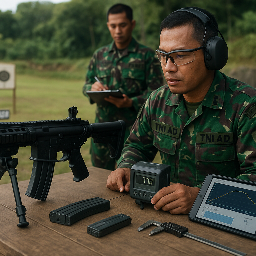 Pusat Peralatan AD Uji Presisi Senapan Serbu SS19: Prosedur Chronograph dan Kelompok Tembakan