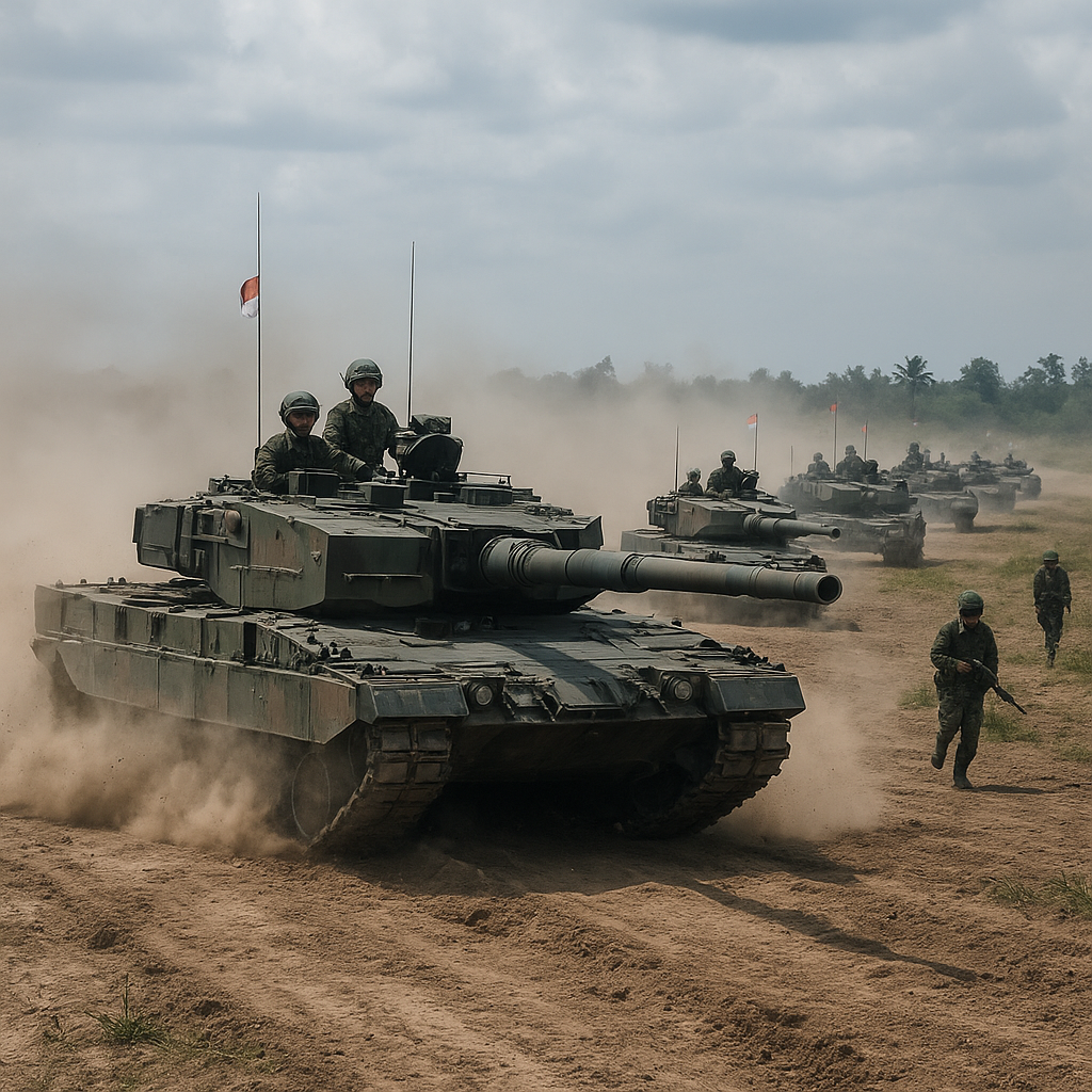 Latihan Formasi Tempur Tank: Batalyon Kavaleri 1 Menggelar Manuver Breaching di Baturaja