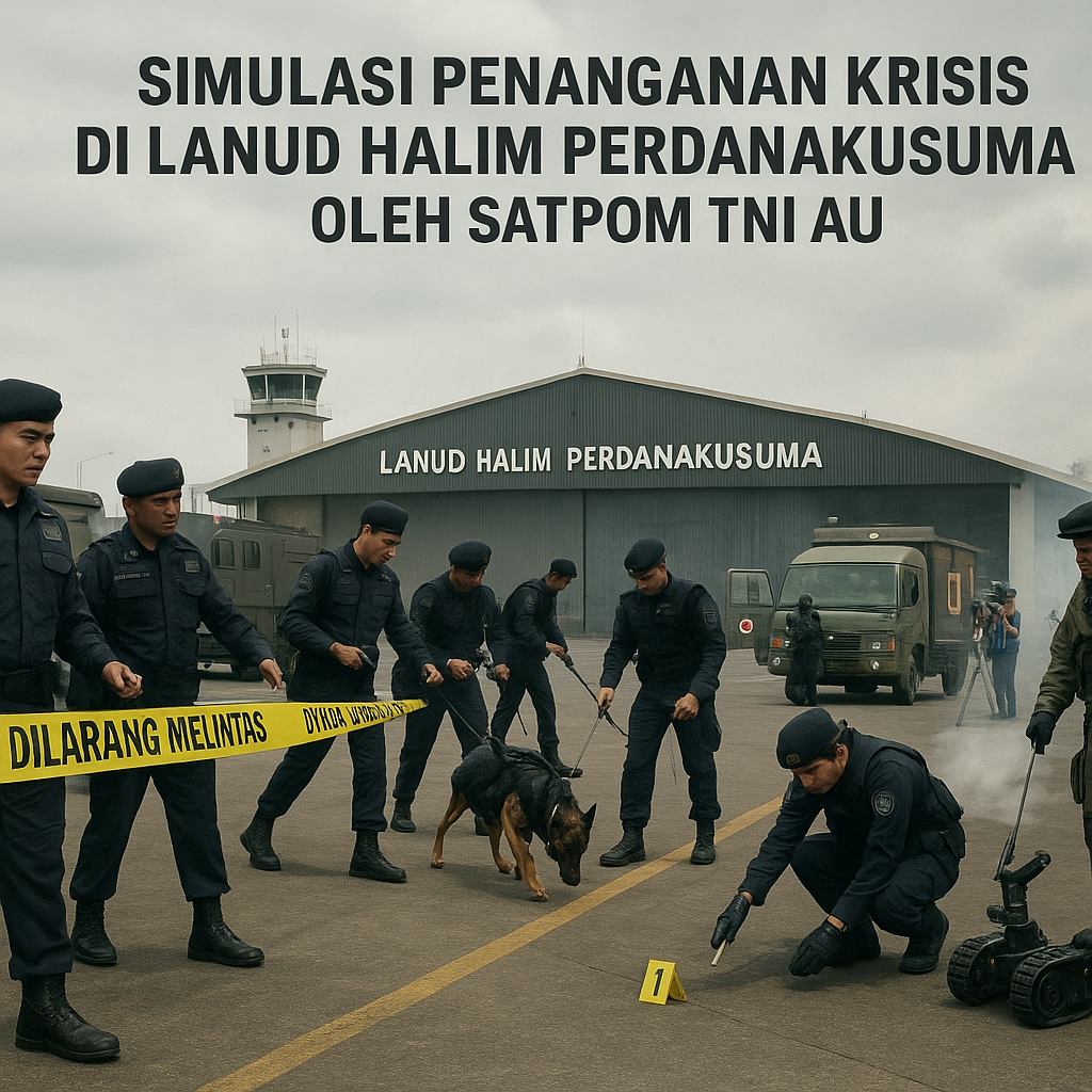 Simulasi Penanganan Krisis di Lanud Halim Perdanakusuma oleh Satpom TNI AU