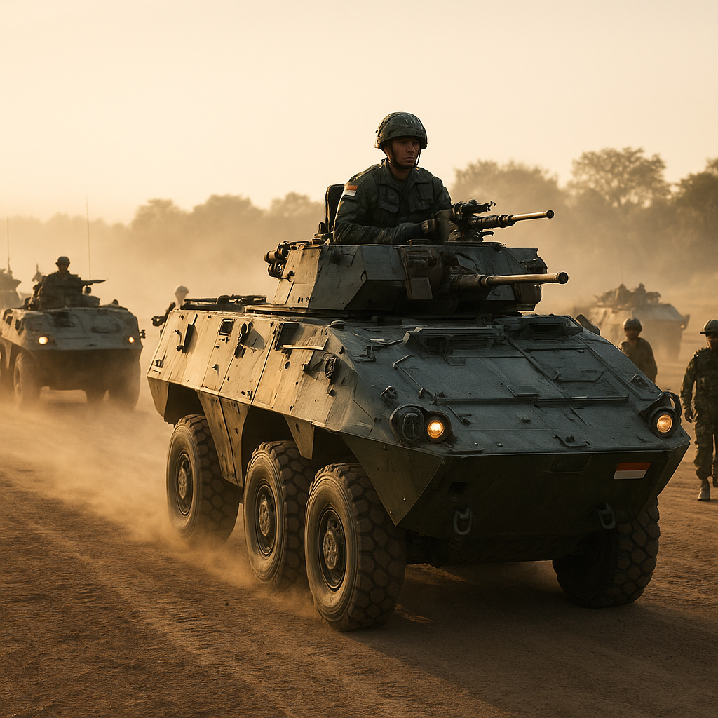 TNI AD Uji Coba Kendaraan Tempur Pandur II dengan Formasi Penyerbuan