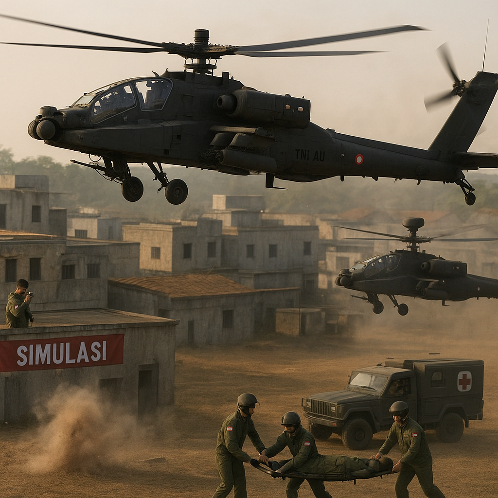 Simulasi Pertempuran Kota: TNI AU Latihan CAS dengan Helikopter Apache