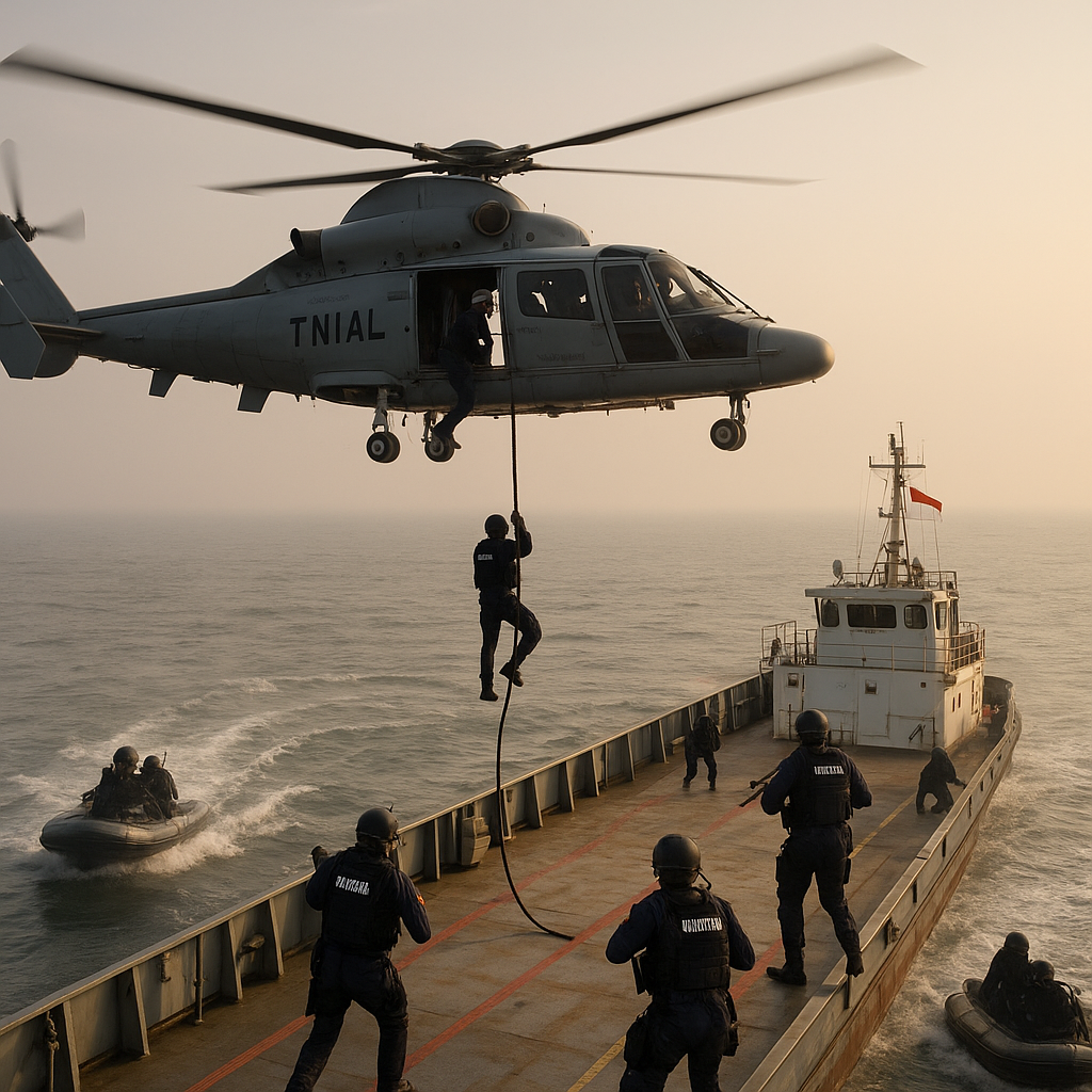 Latihan Anti-Bajak Laut TNI AL Gunakan Prosedur Boarding Taktis di Selat Malaka