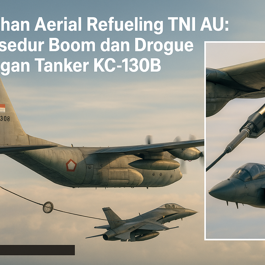 Latihan Aerial Refueling TNI AU: Prosedur Boom dan Drogue dengan Tanker KC-130B