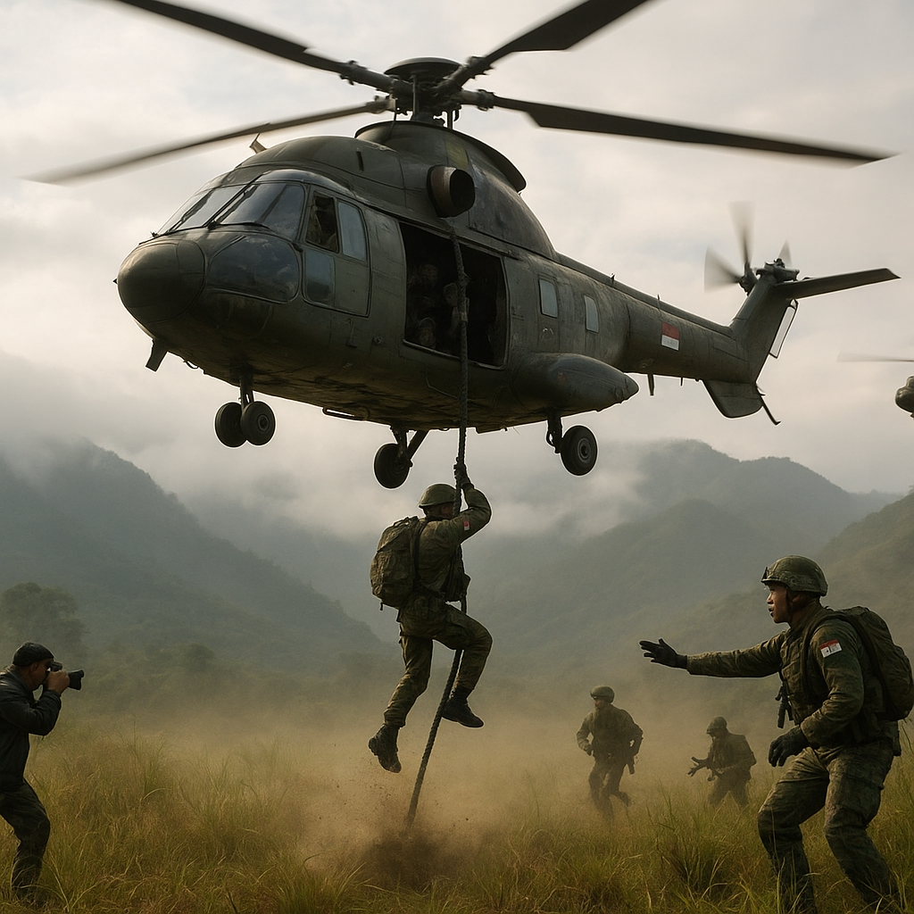 Puspenerbad TNI AD Demonstrasikan Taktik Air Assault dengan Formasi Heliborne di Papua