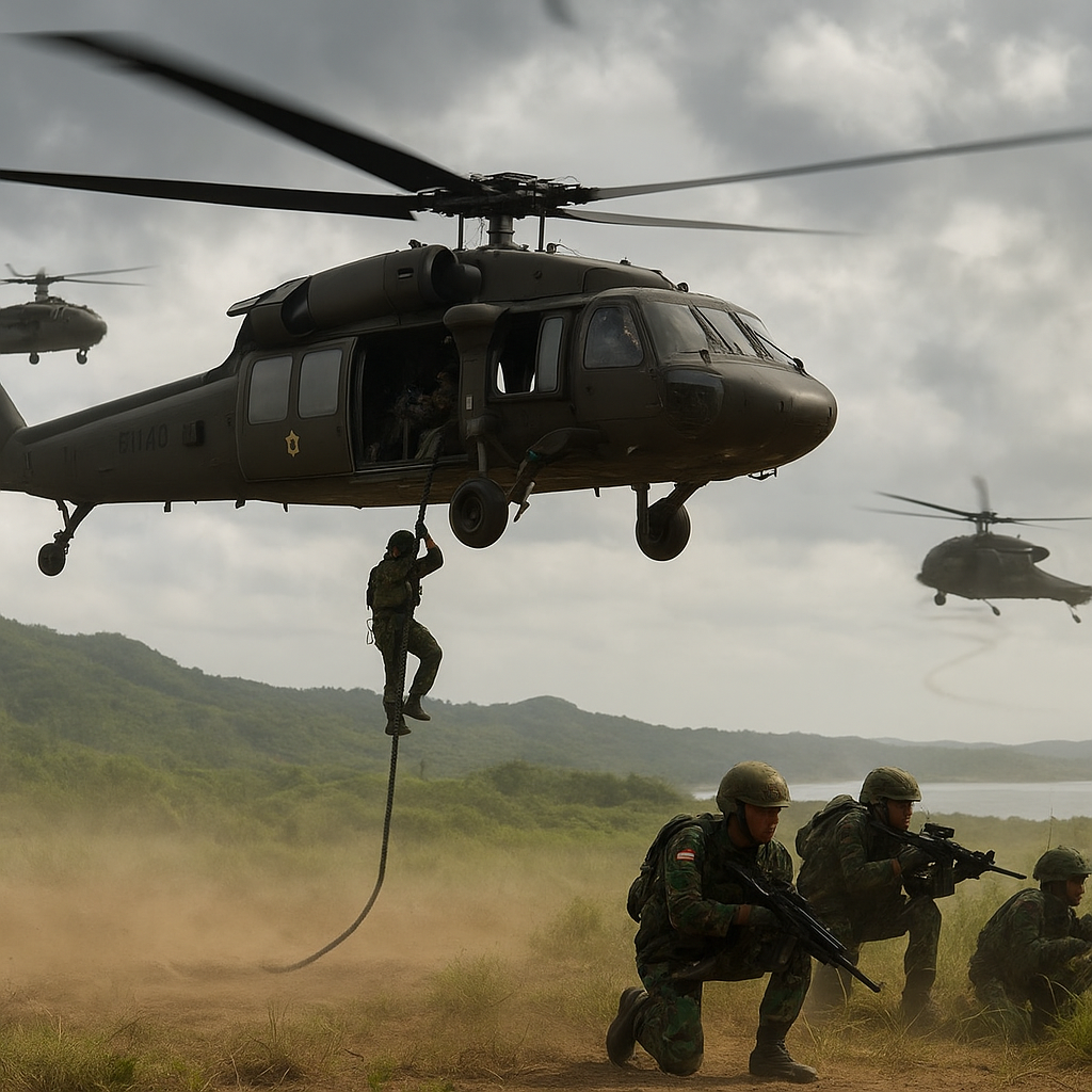 Penerbad TNI AD Uji Coba Taktik Air Assault dengan Helikopter Apache dan Black Hawk