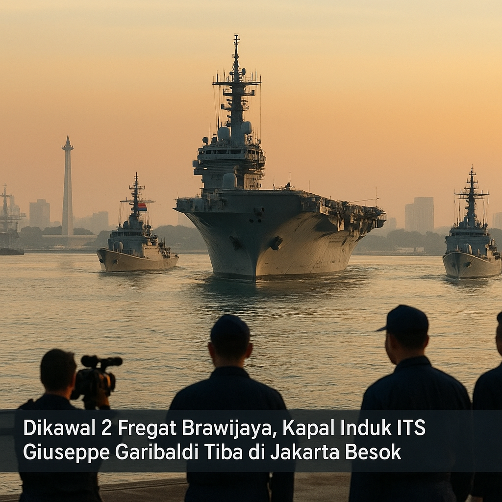 Dikawal 2 Fregat Brawijaya, Kapal Induk ITS Giuseppe Garibaldi Tiba di Jakarta Besok