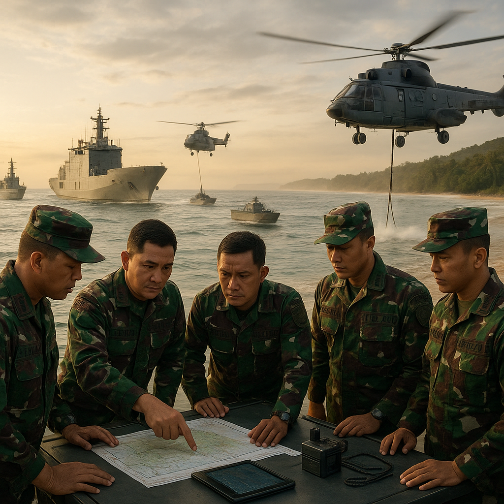 Simulasi Operasi Gabungan TNI: Proyeksi Kekuatan dari Laut ke Darat (Amphibious Assault)