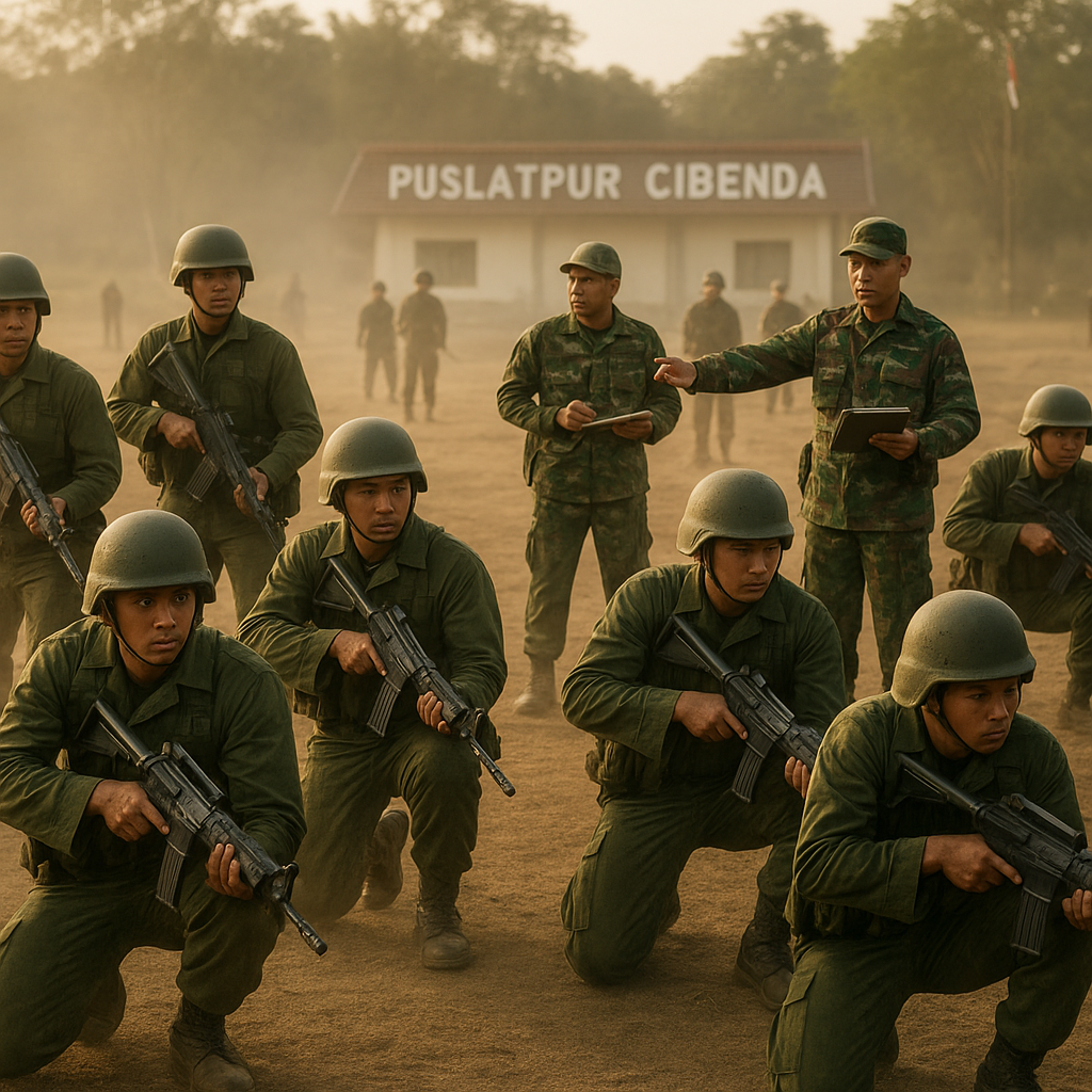 Latihan TNI AD: Manuver Batalyon Infanteri dengan Formasi Segitiga di Puslatpur Cibenda