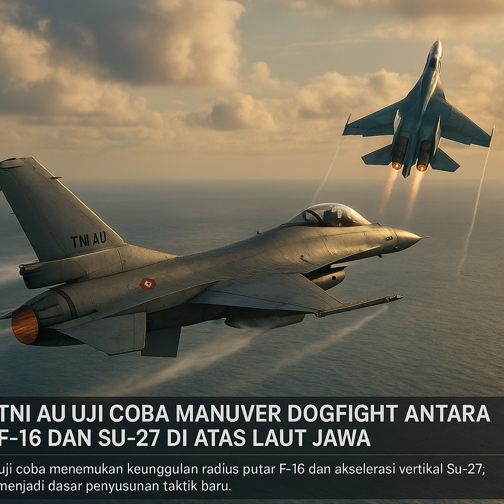 TNI AU Uji Coba Manuver Dogfight antara F-16 dan Su-27 di atas Laut Jawa