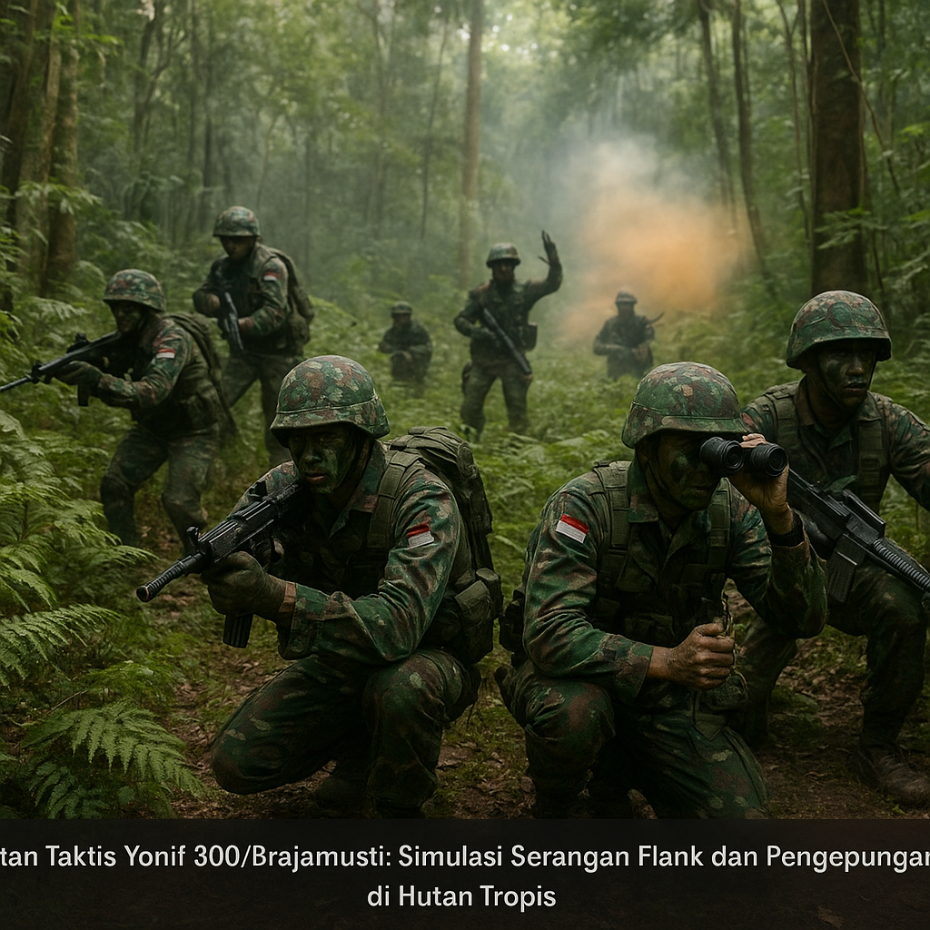 Latihan Taktis Yonif 300/Brajamusti: Simulasi Serangan Flank dan Pengepungan di Hutan Tropis