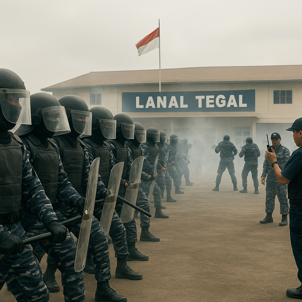 Lanal Tegal Gelar Latihan Penindakan Huru-Hara (Dakhura) untuk Pengendalian Massa
