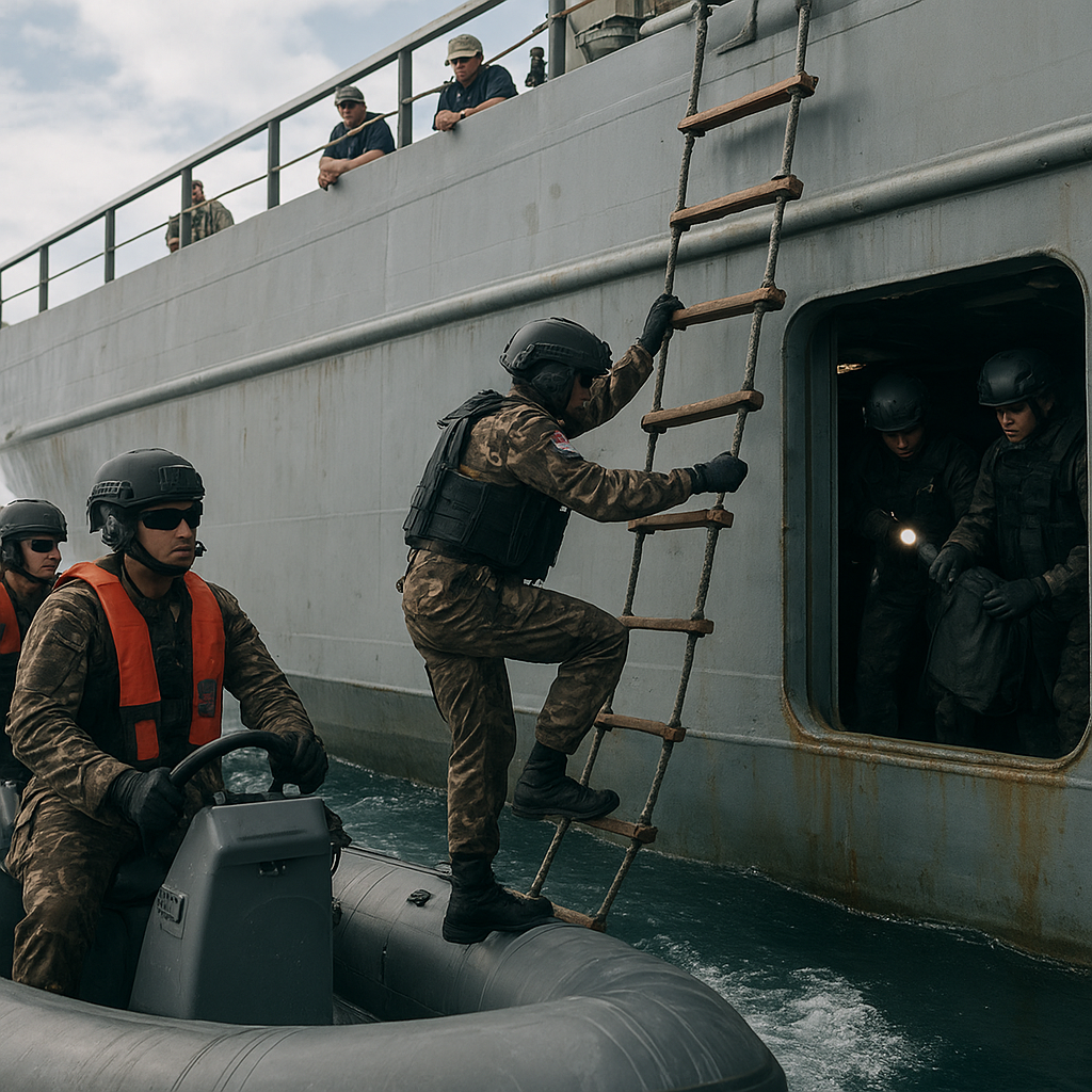 Latihan Maritime Interception oleh TNI AL, Prosedur 'Board and Search' di Kapal Asing