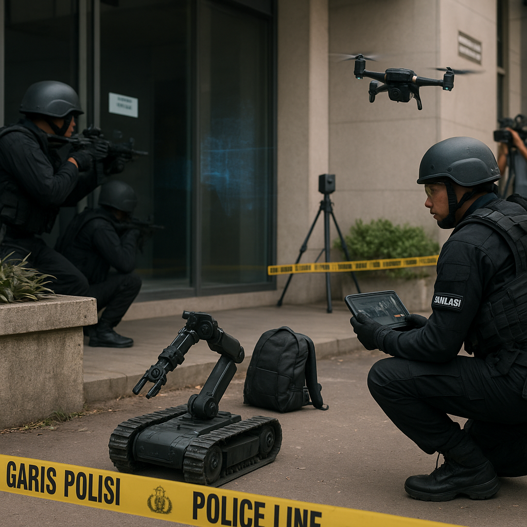 Simulasi Penyerbuan Gedung (CQB) dengan Integrasi Drone dan Robot EOD
