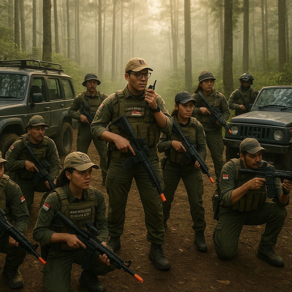 Komunitas Militer Indonesia Gelar Simulasi Airsoft Gun Taktis di Bandung
