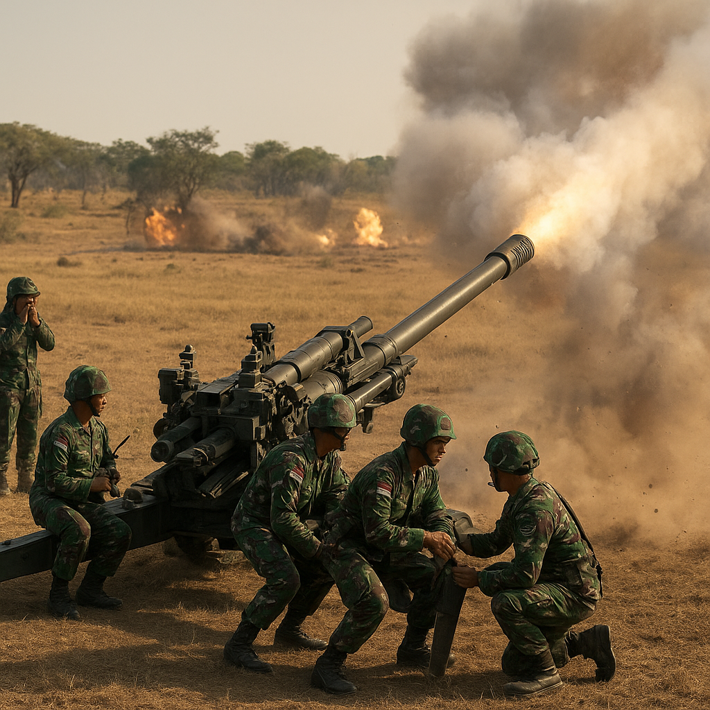 Simulasi Pertempuran: Latihan Bantuan Tembakan (Fire Support) oleh Artileri Medan TNI AD