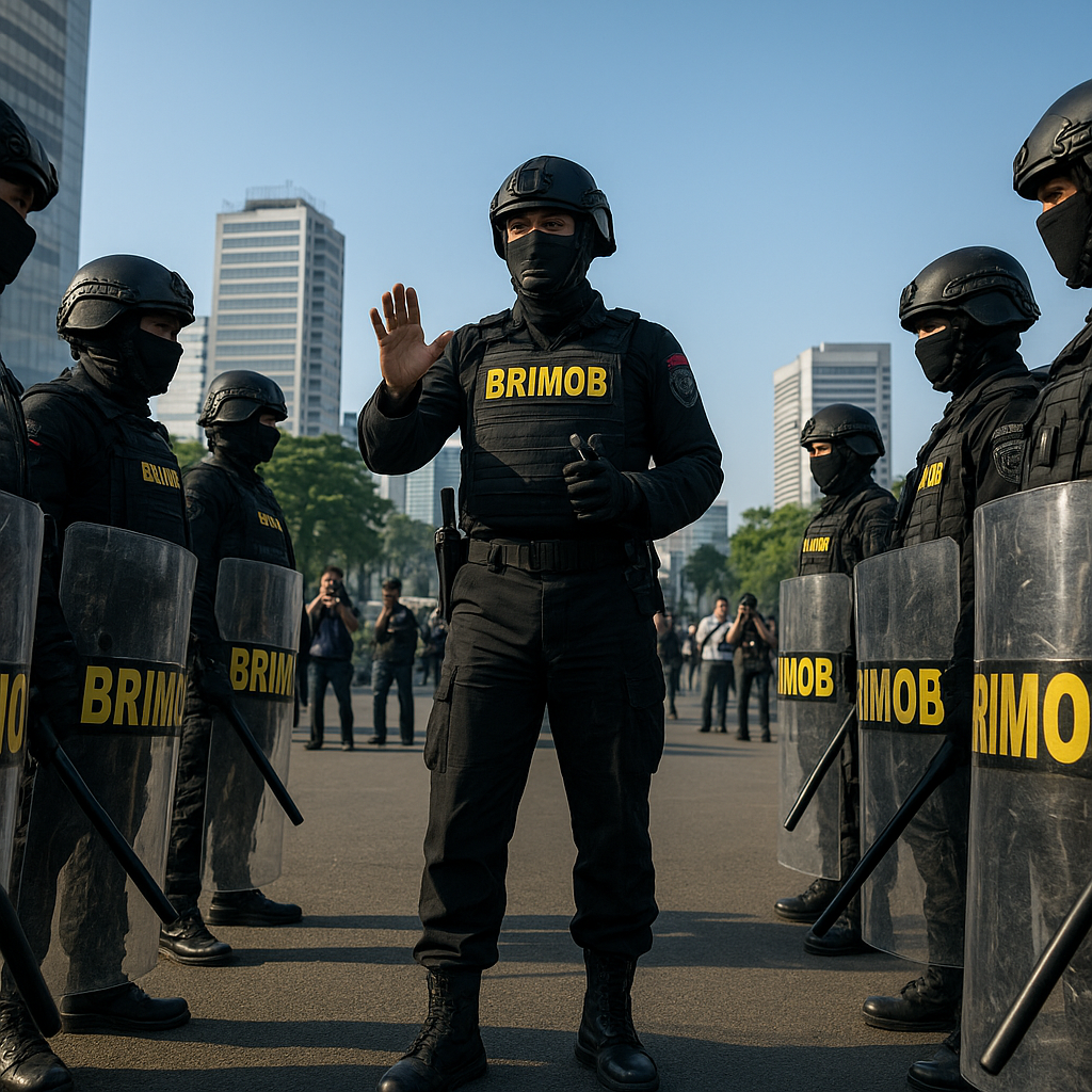 Dansat Brimob Polda Metro Jaya Paparkan Doktrin Baru Pengendalian Massa dengan Formasi Segitiga