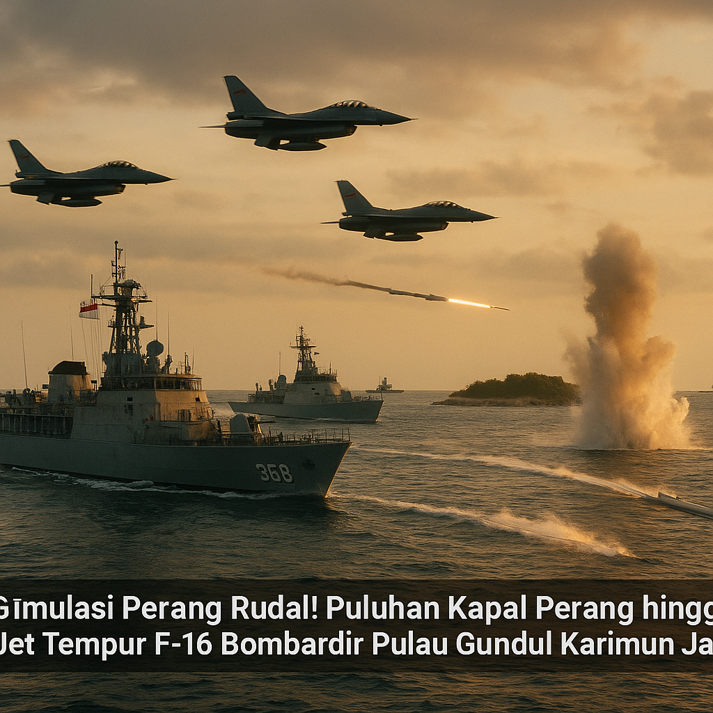 Simulasi Perang Rudal! Puluhan Kapal Perang hingga Jet Tempur F-16 Bombardir Pulau Gundul Karimun Jawa