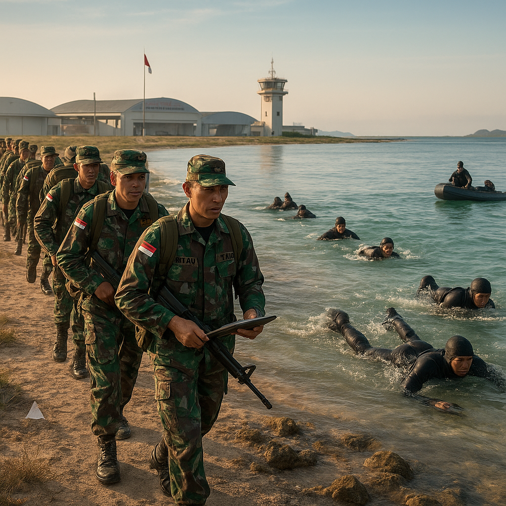 Latihan Lintas Medan dan Renang Militer Lanud Raden Sadjad untuk Perkuat Kesiapan Prajurit di Natuna