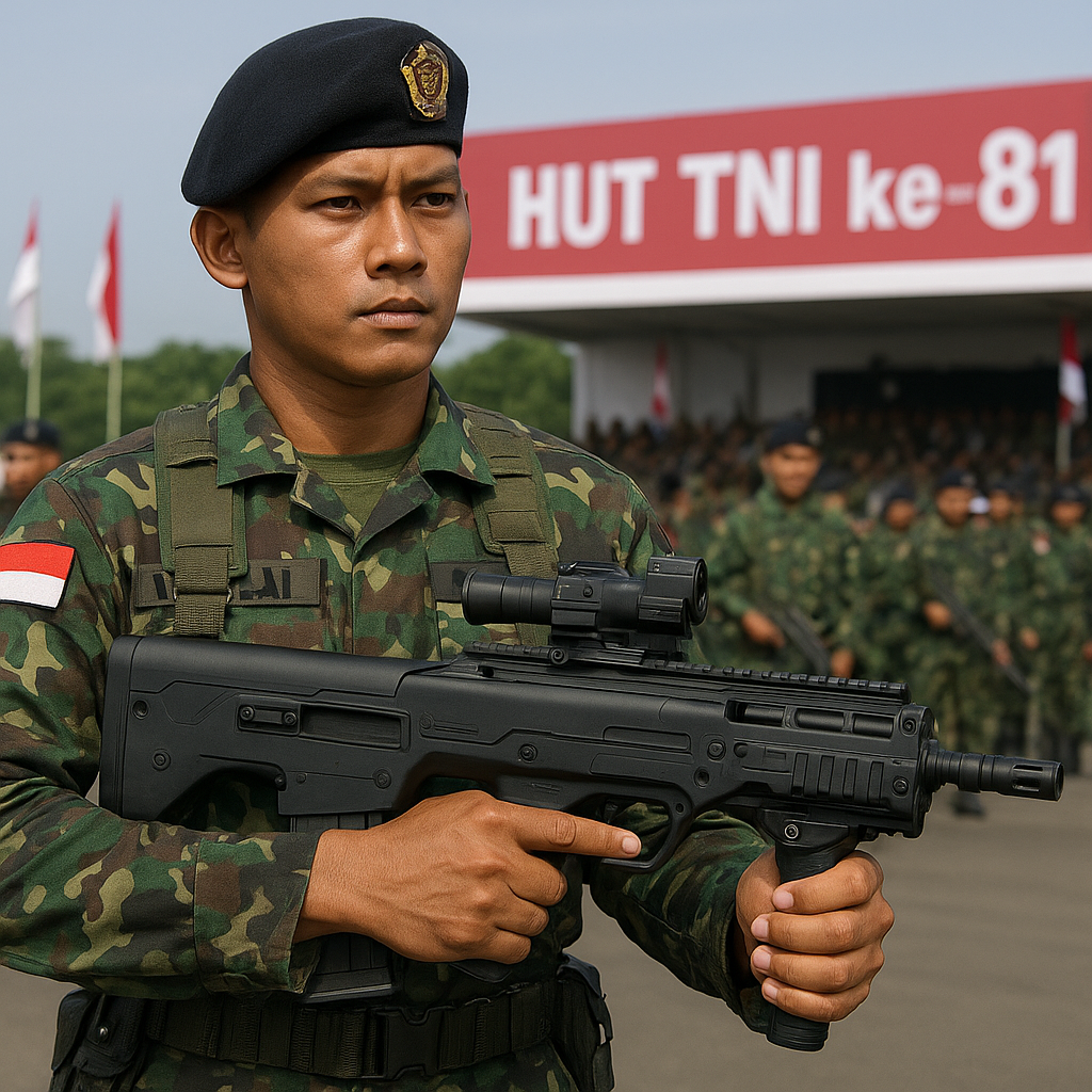 Muncul di HUT TNI ke-81, Kopasgat Angkatan Udara Terlihat Sandang Senapan Serbu Canggih Vulcan-M dari Ukraina