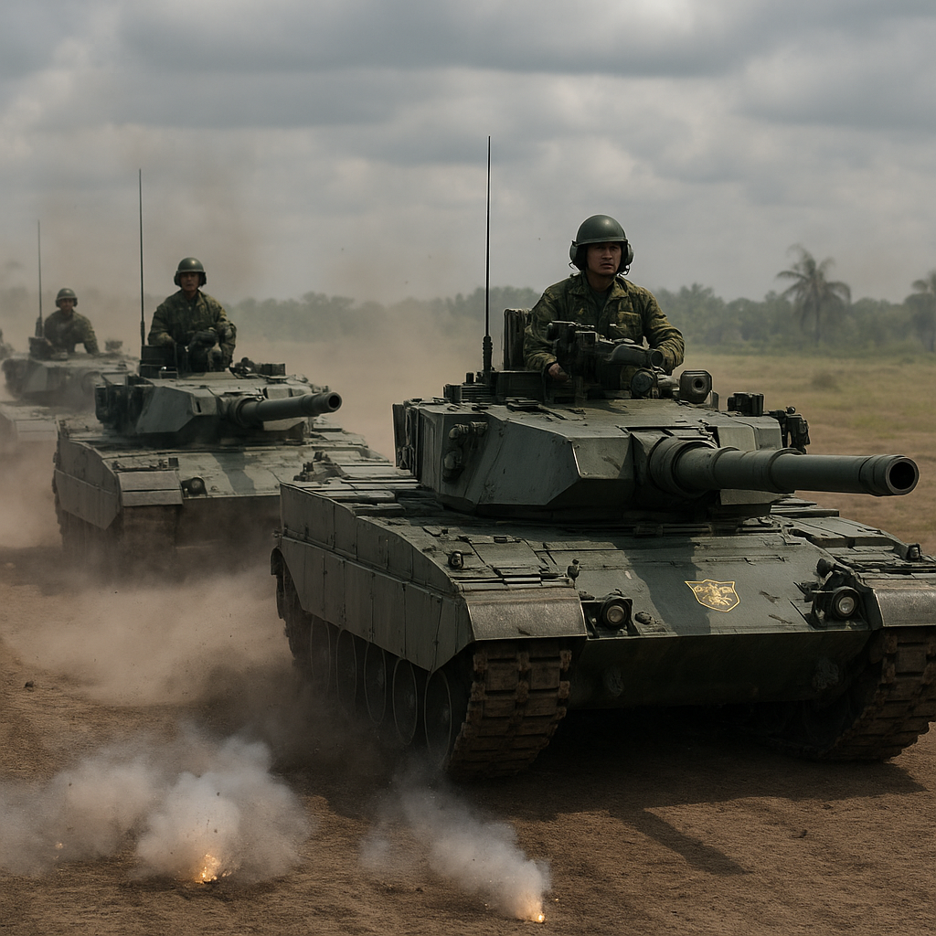 Latihan Kavaleri TNI AD: Manuver Batalyon Tank Menggunakan Formasi Belah Ketupat untuk Menerobos Pertahanan Lawan