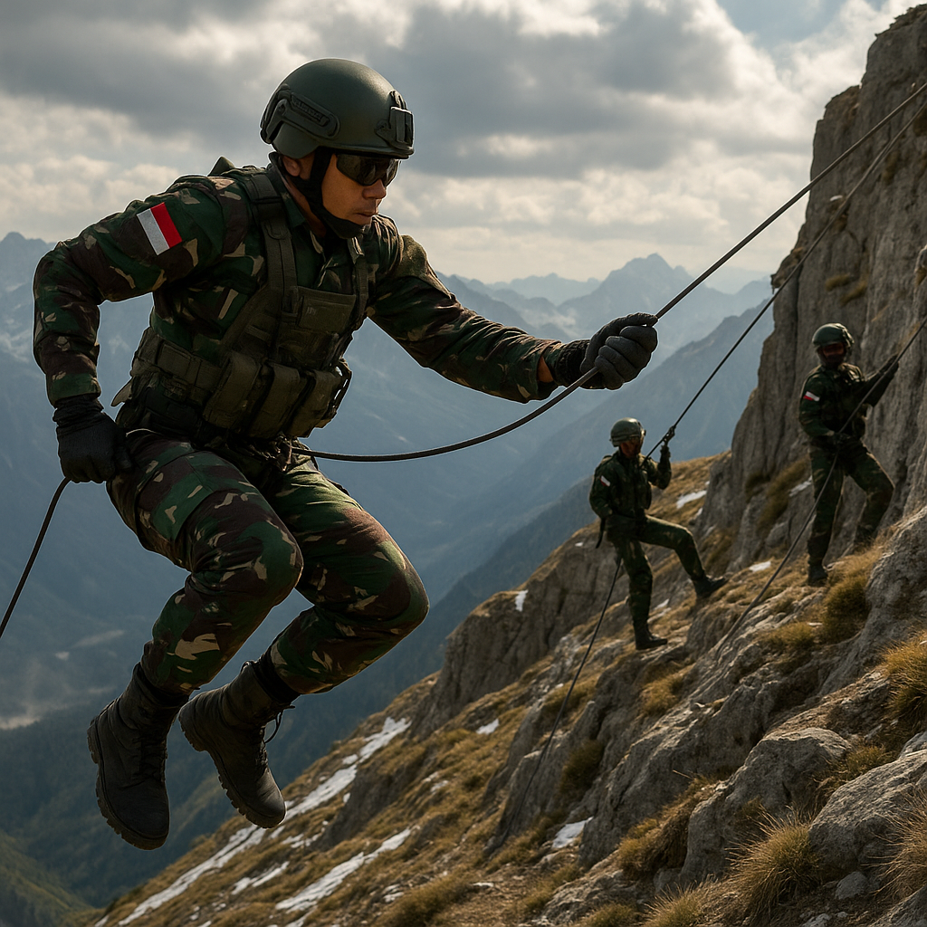 Satuan Bravo 90 Kostrad Gelar Latihan Jumping dan Rappelling di Medan Alpine