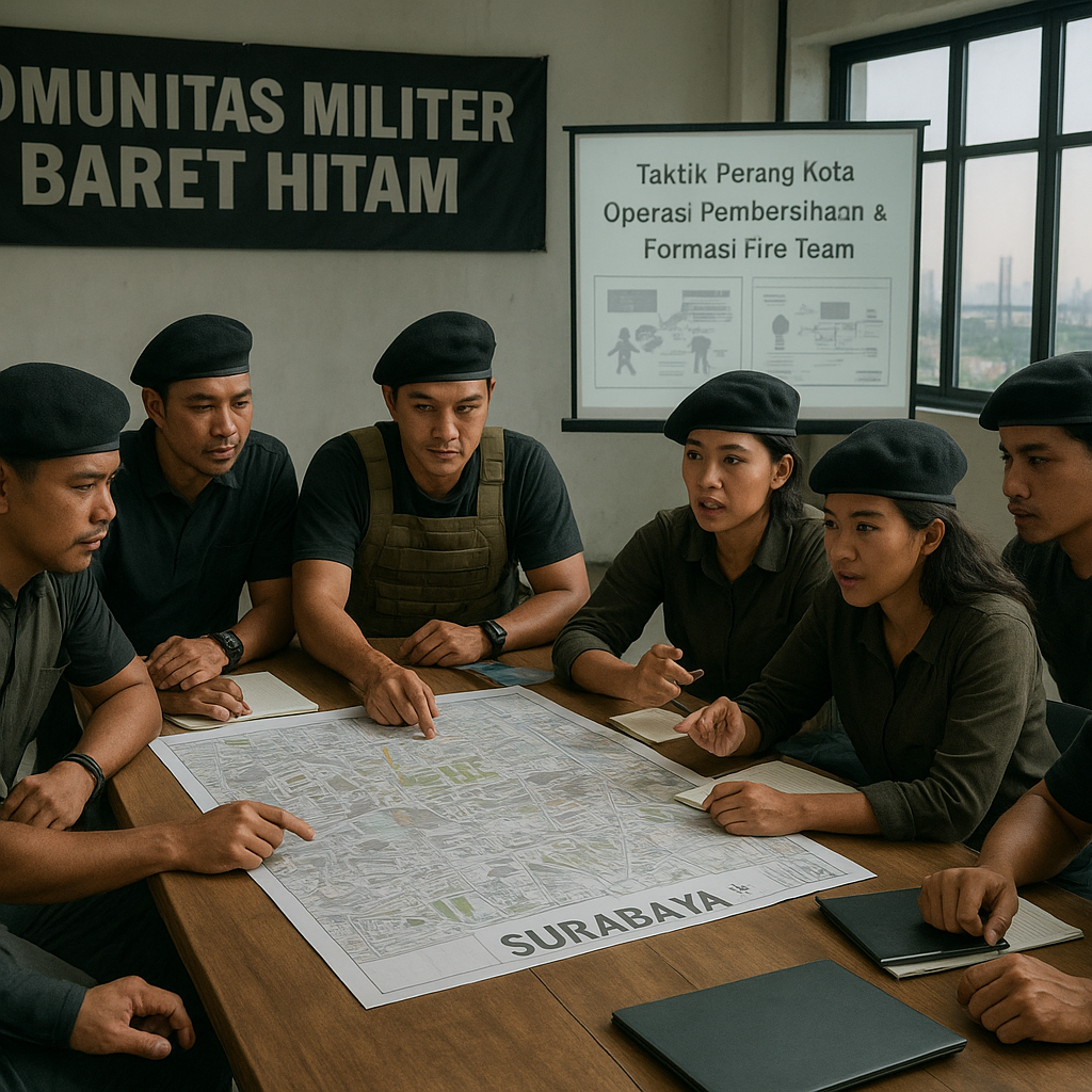 Komunitas Militer Baret Hitam Diskusikan Taktik Perang Kota di Surabaya