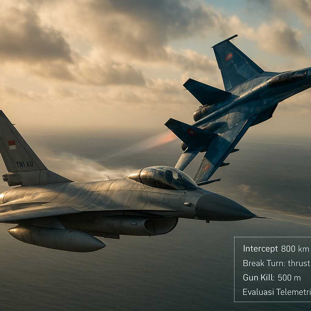 TNI AU Laksanakan Simulasi Dogfight dengan Pesawat Tempur F-16 dan Su-27